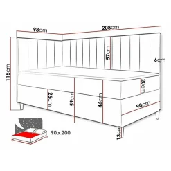 Lit continental Baltimore 164, Unique, Marron, Faux cuir, Disponible