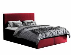 Lit continental Baltimore 126, Double, Rouge, Tissu, Disponible