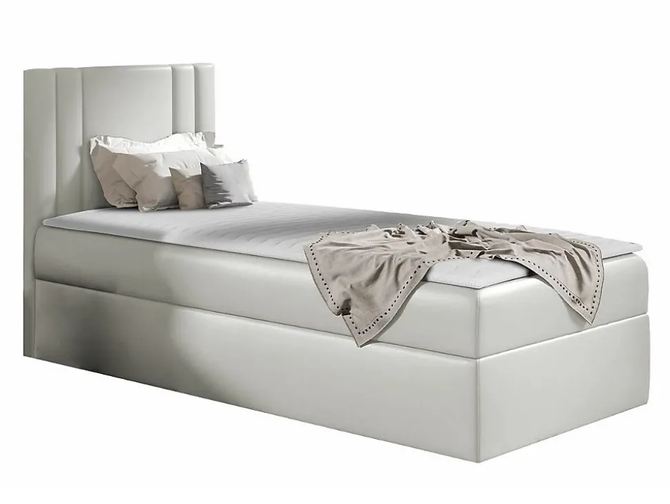 Lit continental Baltimore 179, Unique, Brun clair, Faux cuir