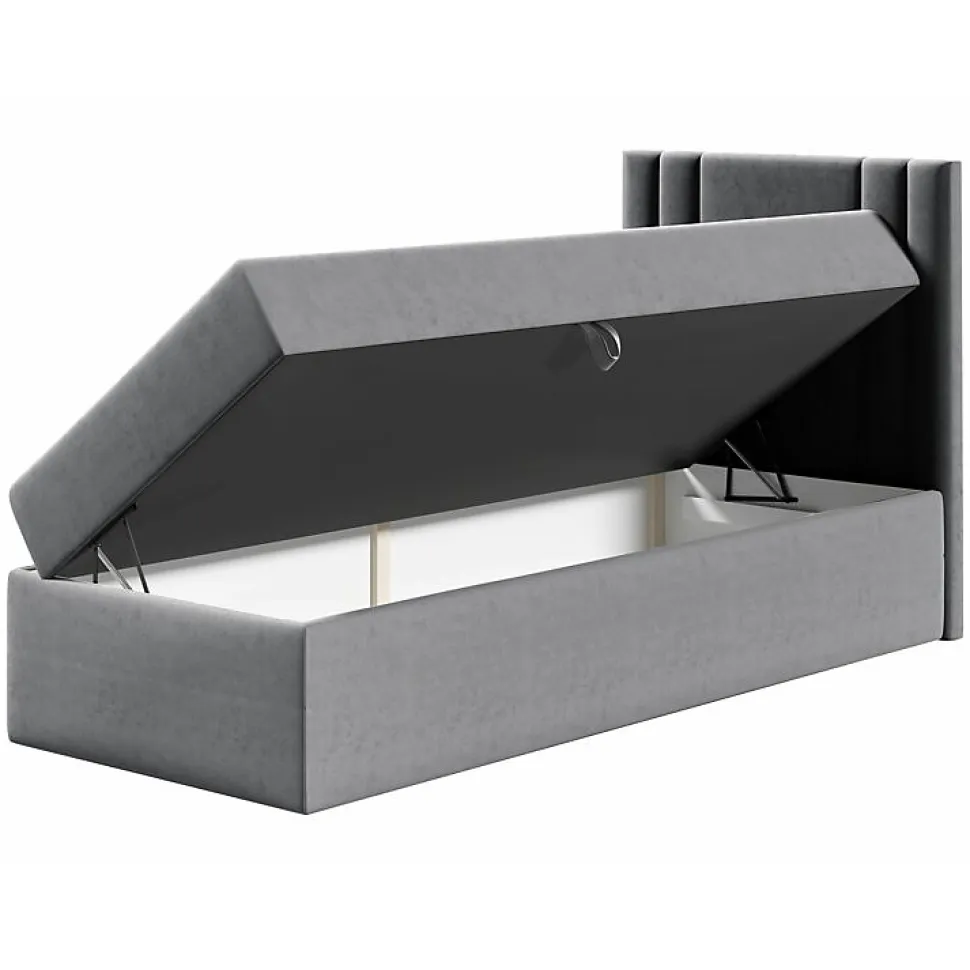 Lit continental Baltimore 179, Unique, Brun clair, Faux cuir