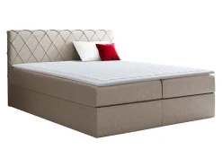 Lit continental Baltimore 127, Double, Brun clair, Tissu, Disponible