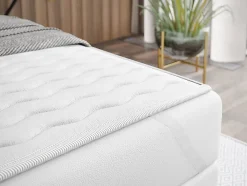 Lit continental Baltimore 127, Double, Brun clair, Tissu, Disponible