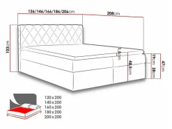 Lit continental Baltimore 127, Double, Brun clair, Tissu, Disponible