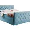 Lit continental Baltimore 158, Double, Bleu, Tissu, Disponible