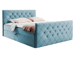 Lit continental Baltimore 158, Double, Bleu, Tissu, Disponible