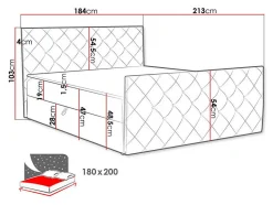 Lit continental Baltimore 158, Double, Bleu, Tissu, Disponible