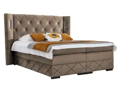 Lit continental Baltimore 187, Unique, Marron, Tissu, Disponible