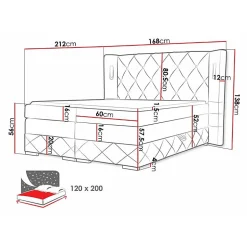 Lit continental Baltimore 187, Unique, Marron, Tissu, Disponible