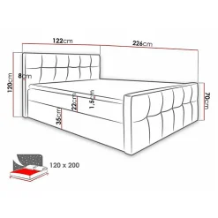Lit continental Baltimore 138, Unique, Brun clair, Faux cuir