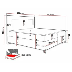 Lit continental Baltimore 173, Double, Marron, Tissu, Disponible
