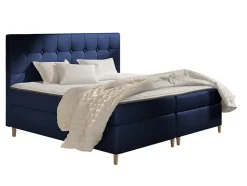 Lit continental Baltimore 130, Double, Bleu, Tissu, Disponible