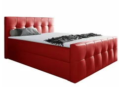 Lit continental Baltimore 138, Double, Rouge, Faux cuir, Disponible