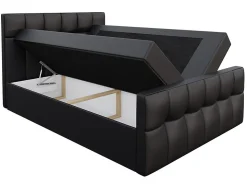 Lit continental Baltimore 138, Double, Rouge, Faux cuir, Disponible