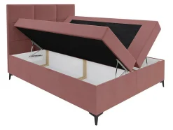 Lit continental Baltimore 133, Unique, Rouge, Tissu, Disponible