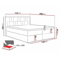 Lit continental Baltimore 143, Double, Rose, Tissu, Disponible