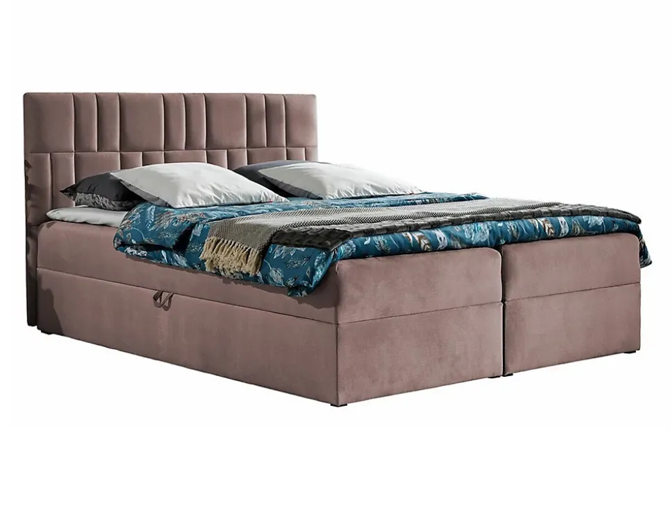 Lit continental Baltimore 143, Double, Rose, Tissu, Disponible