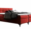 Lit continental Baltimore 134, Double, Rouge, Faux cuir, Disponible