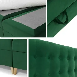 Lit continental Baltimore 130, Unique, Bleu, Tissu, Disponible