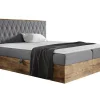 Lit continental Baltimore 190, Double, Gris, Tissu, Disponible