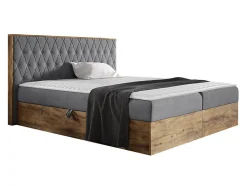 Lit continental Baltimore 190, Double, Gris, Tissu, Disponible