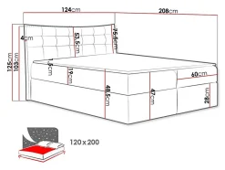 Lit continental Baltimore 157, Unique, Brun clair, Tissu, Disponible