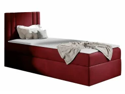 Lit continental Baltimore 179, Unique, Rouge, Tissu, Disponible