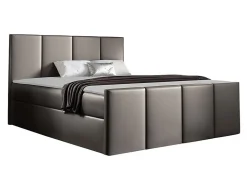 Lit continental Baltimore 154, Double, Gris, Faux cuir, Disponible