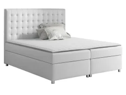 Lit continental Baltimore 115, Double, Blanc, Faux cuir, Disponible