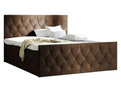 Lit continental Baltimore 161, Double, Marron, Tissu, Disponible
