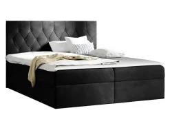 Lit continental Baltimore 159, Double, Noir, Tissu, Disponible