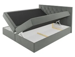 Lit continental Baltimore 159, Double, Noir, Tissu, Disponible
