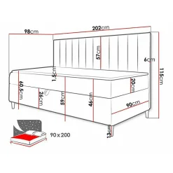 Lit continental Baltimore 165, Unique, Pourpre, Faux cuir, Disponible