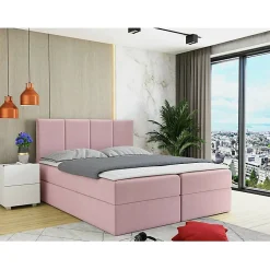 Lit continental Baltimore 147, Double, Rose, Tissu, Disponible