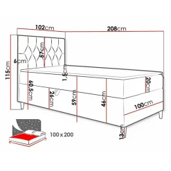 Lit continental Baltimore 171, Unique, Pourpre, Faux cuir, Disponible