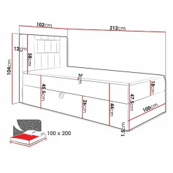 Lit continental Baltimore 169, Unique, Brun clair, Faux cuir