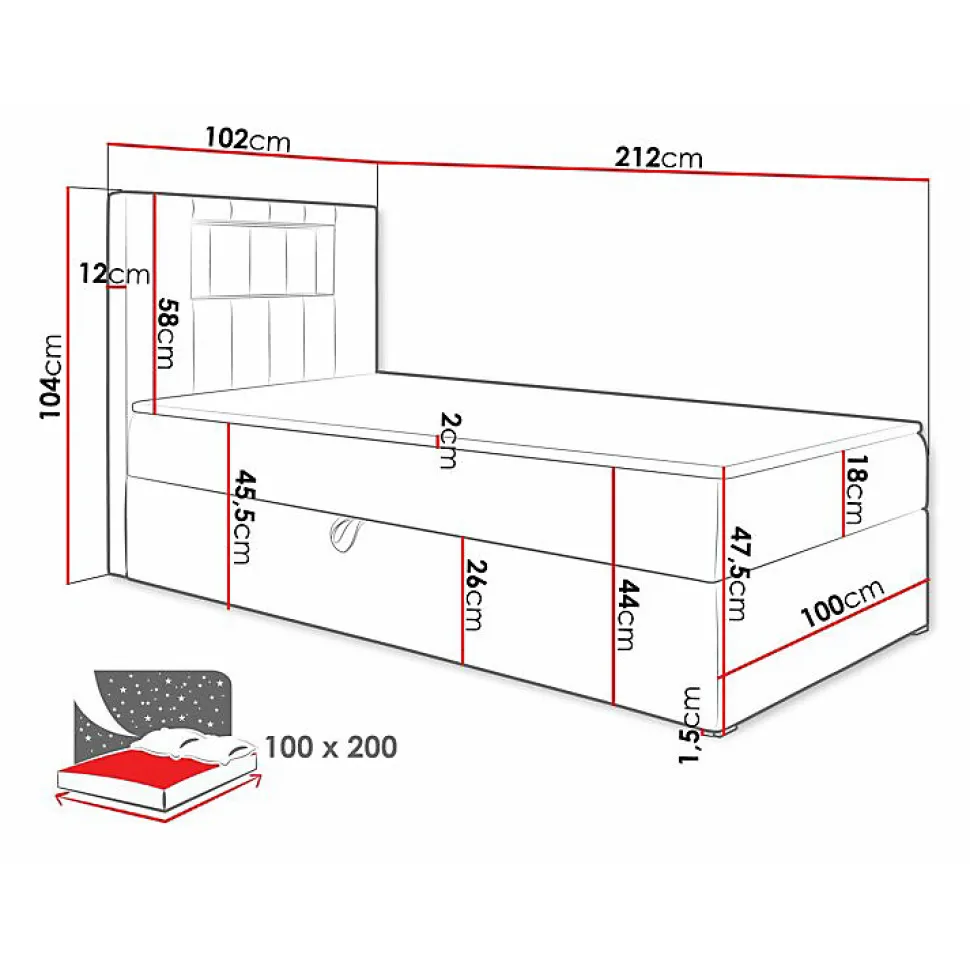 Lit continental Baltimore 169, Unique, Brun clair, Faux cuir
