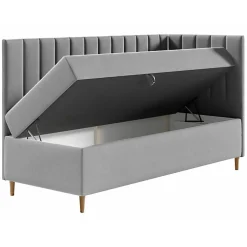 Lit continental Baltimore 164, Unique, Gris, Faux cuir, Disponible