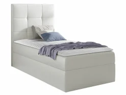 Lit continental Baltimore 180, Unique, Blanc, Faux cuir, Disponible