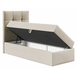 Lit continental Baltimore 180, Unique, Blanc, Faux cuir, Disponible