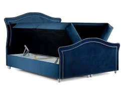 Lit continental Baltimore 136, Double, Bleu, Tissu, Disponible