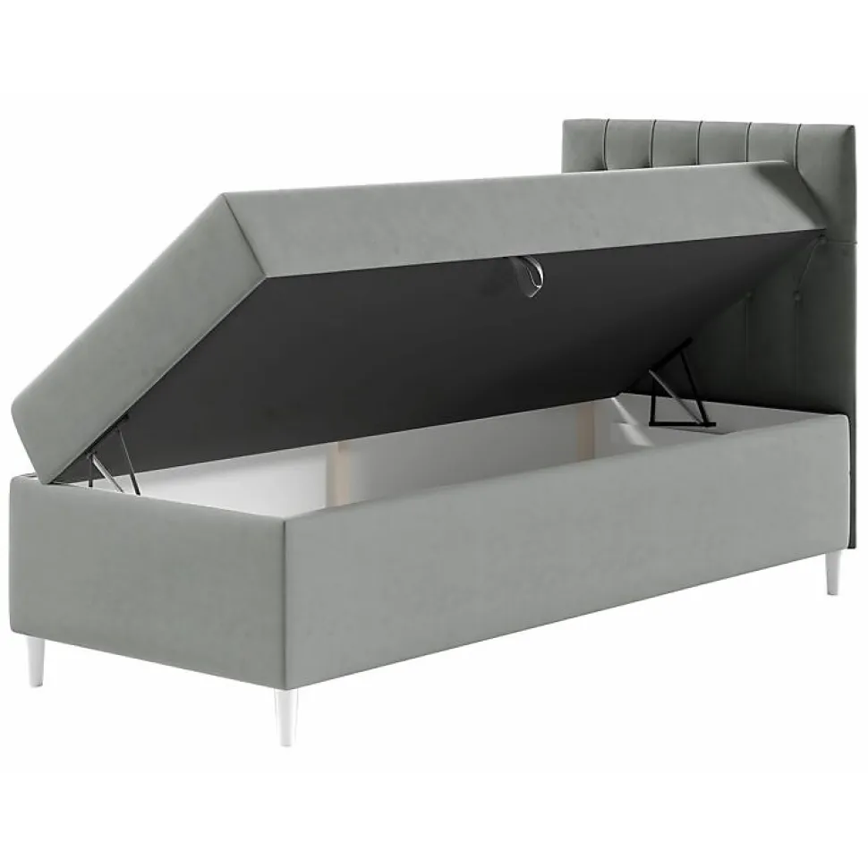 Lit continental Baltimore 171, Unique, Gris, Faux cuir, Disponible