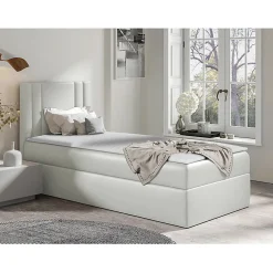 Lit continental Baltimore 179, Unique, Brun clair, Faux cuir