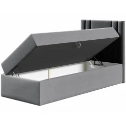 Lit continental Baltimore 179, Unique, Brun clair, Faux cuir