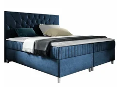 Lit continental Baltimore 175, Double, Bleu, Tissu, Disponible