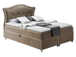 Lit continental Baltimore 135, Unique, Brun clair, Tissu, Disponible