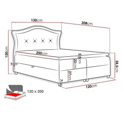Lit continental Baltimore 135, Unique, Brun clair, Tissu, Disponible
