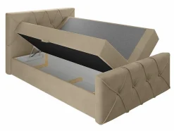 Lit continental Baltimore 150, Double, Bleu, Tissu, Disponible