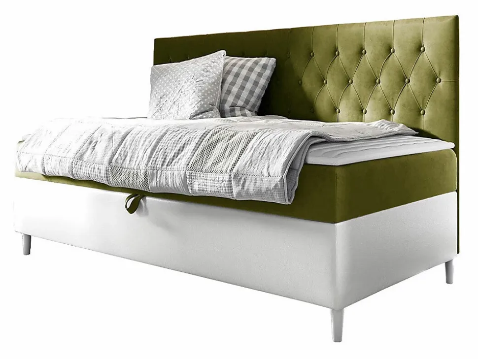 Lit continental Baltimore 166, Unique, Vert, Faux cuir, Disponible