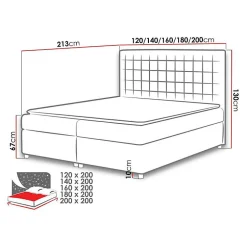 Lit continental Baltimore 115, Double, Rose, Tissu, Disponible