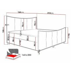 Lit continental Baltimore 177, Double, Marron, Tissu, Disponible